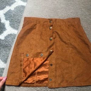 Suede button up skirt